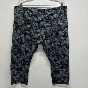 Athleta Chaturanga Capri Crop Cropped Leggings Tie Dye Gray Black Plus Size 1X
